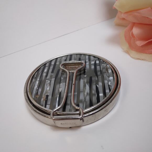 Vtg Treville West Germany Striped Double Fold Mirror, Makeup, Travel, Vanity - Picture 4 of 9